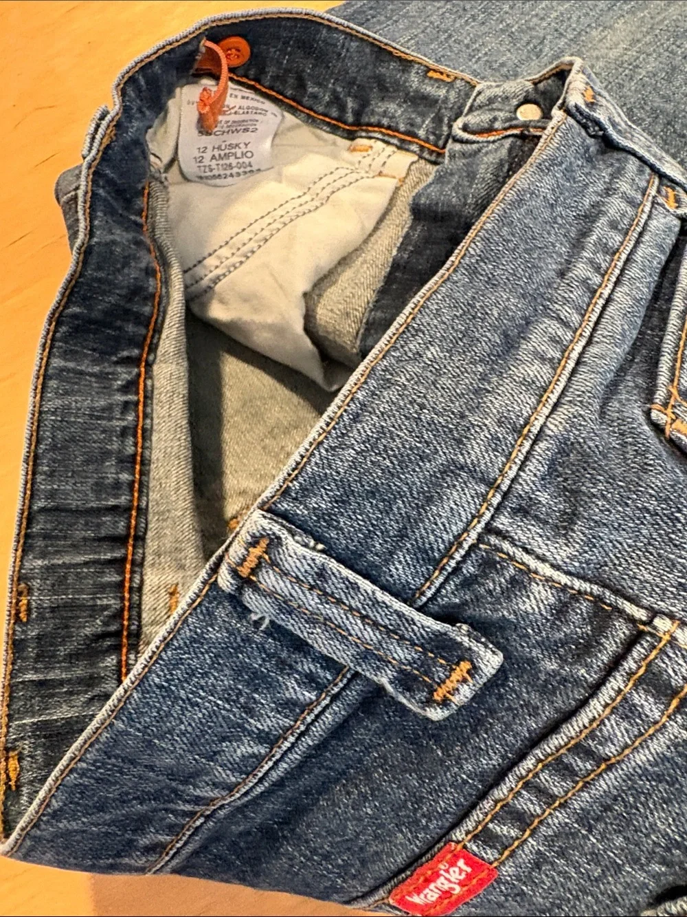 Wrangler ~ Blue Straight-Leg Boys Jeans 12 Husky Adjustable Waist